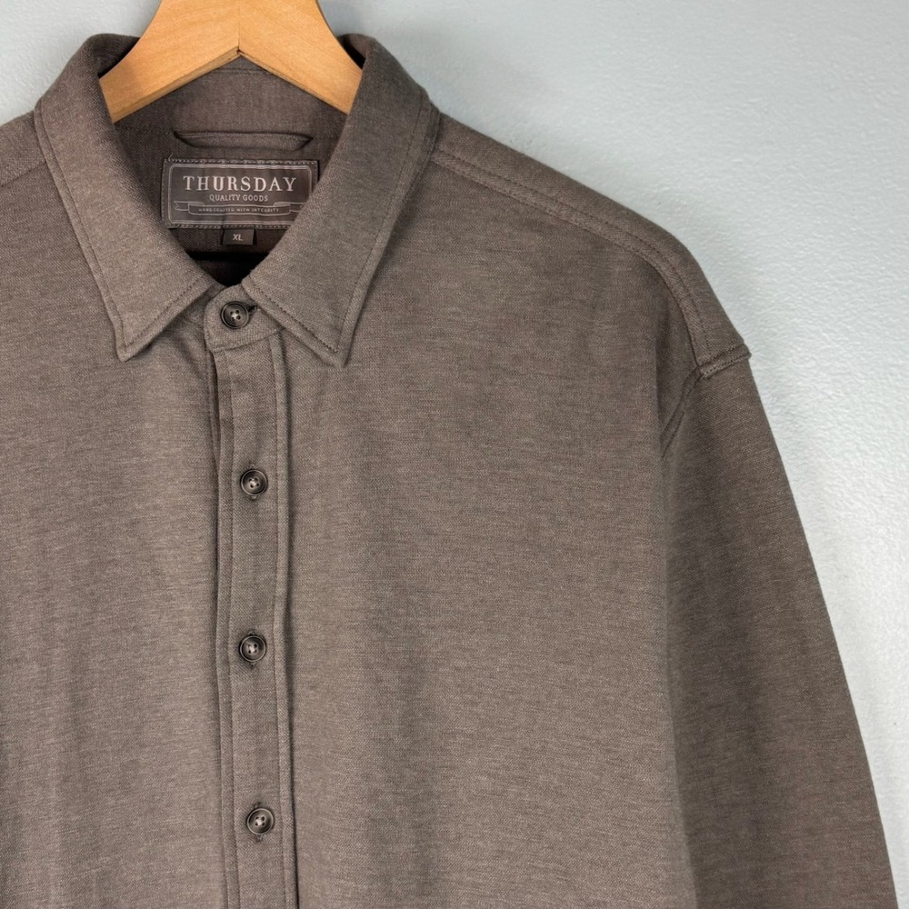 Thursday Everyday Button Up Shirt Mens XL Gray Long Sleeve Athletic Fit Cotton